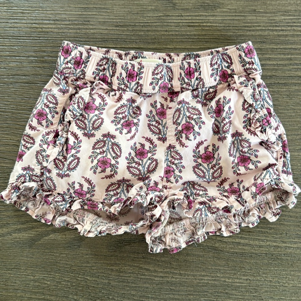 Crew cuts Girls' block-print short with ruffle hem